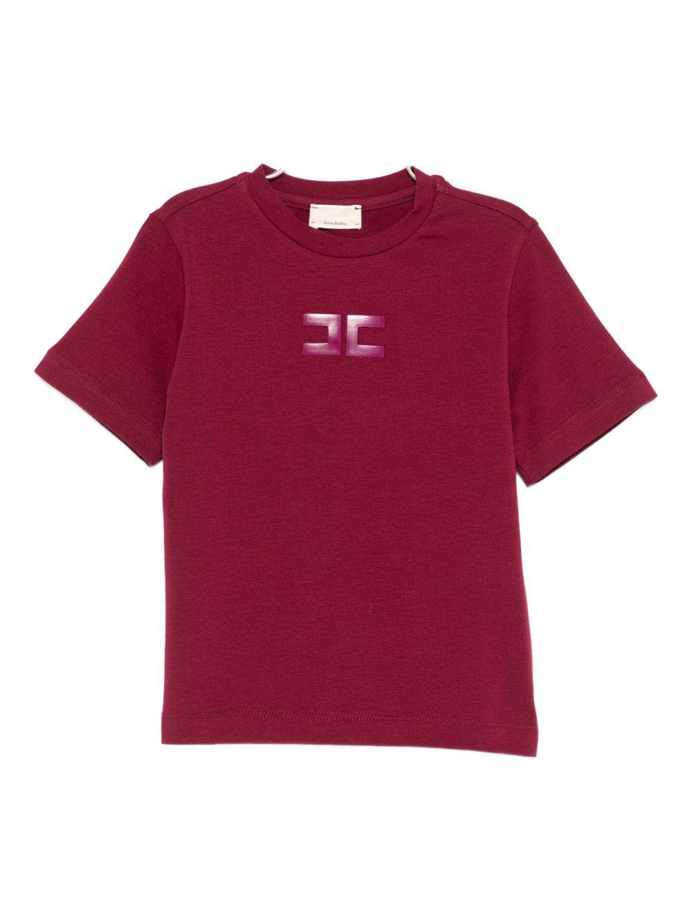T-shirt rosso ciliegia con logo - Preludio Moda