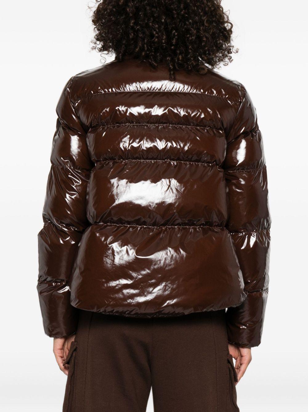 Giacca trapuntata marrone con collo a imbuto e zip 101598A2P7 M22 PINKO