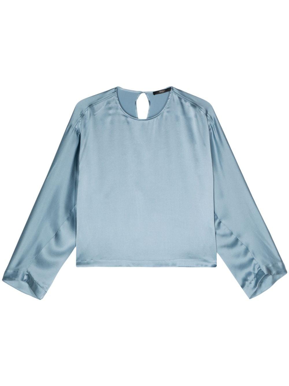 Camicia cropped azzurra raso di seta<BR/> CA1344420008 715 SEVENTY
