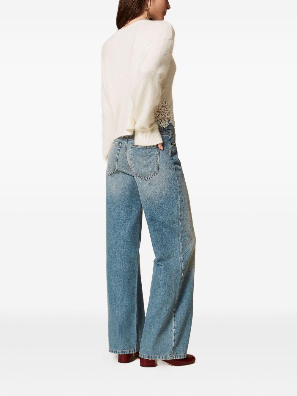 Jeans azzurri con strass decorati a cinque tasche 252TT2270 03498 TWINSET