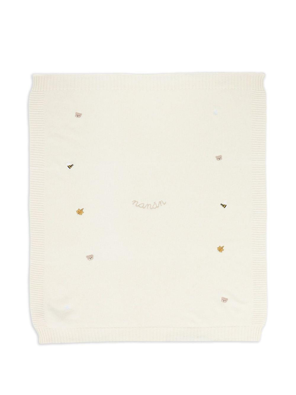 Coperta per Bambini Off-White con Logo Ricamato I25012 BIANCO NANAN KIDS
