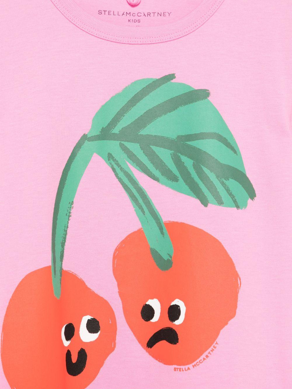 T-shirt fucsia stampa ciliegia