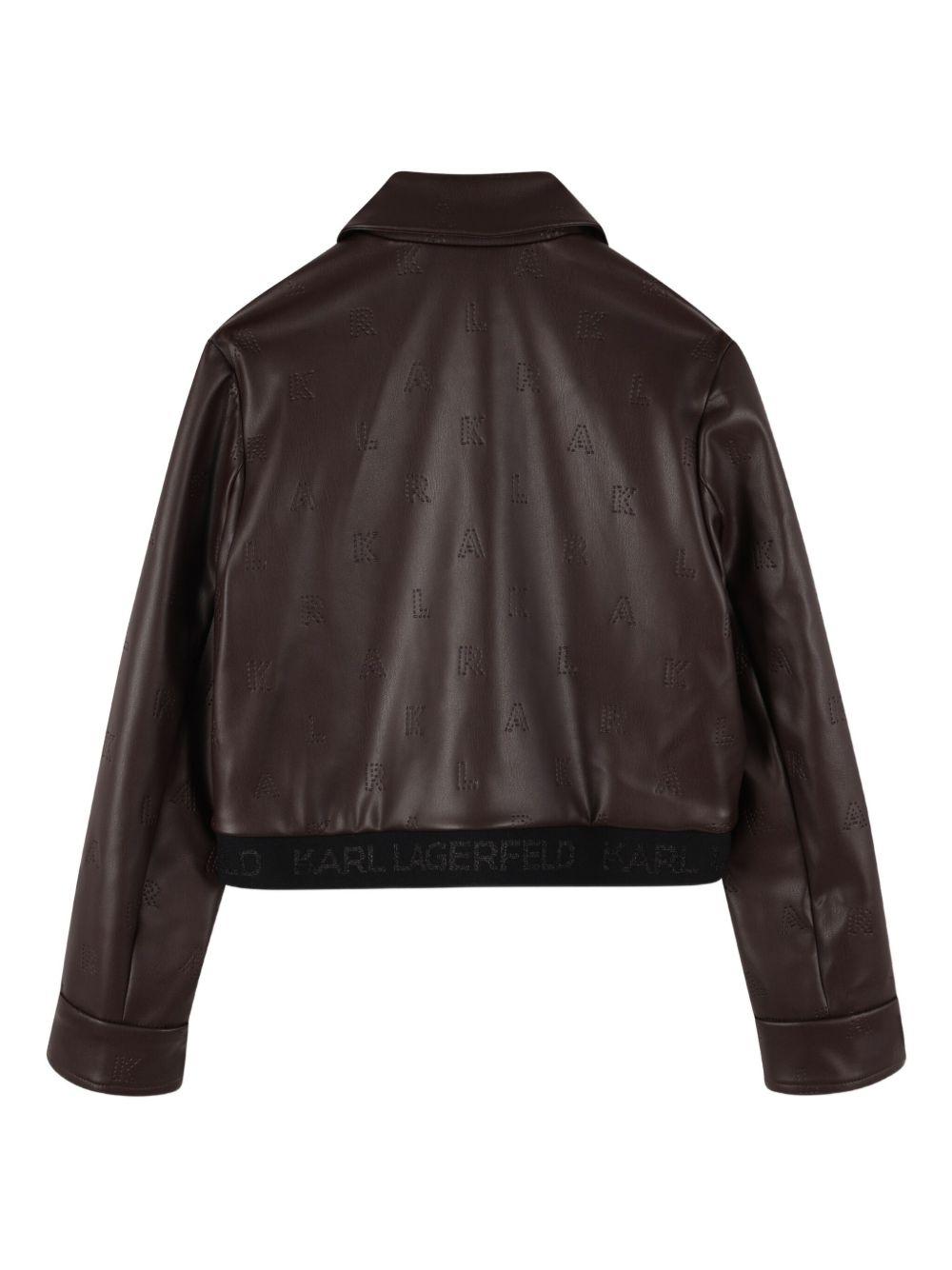 Giacca marrone con logo Z30607 321 KARL LAGERFELD KIDS