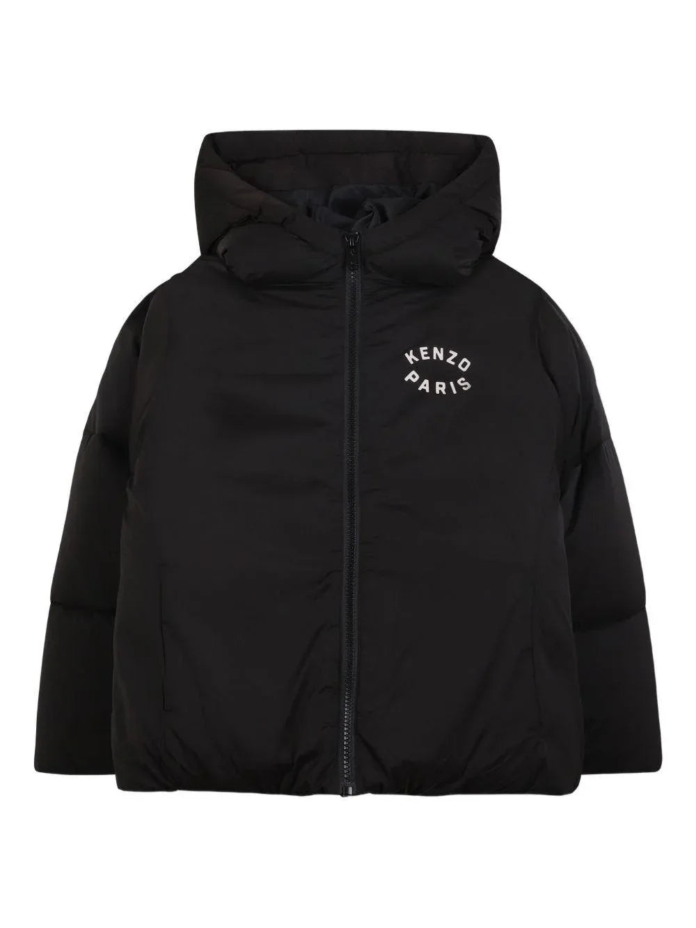 Piumino nero con cappuccio e motivo Tiger - Preludio Moda