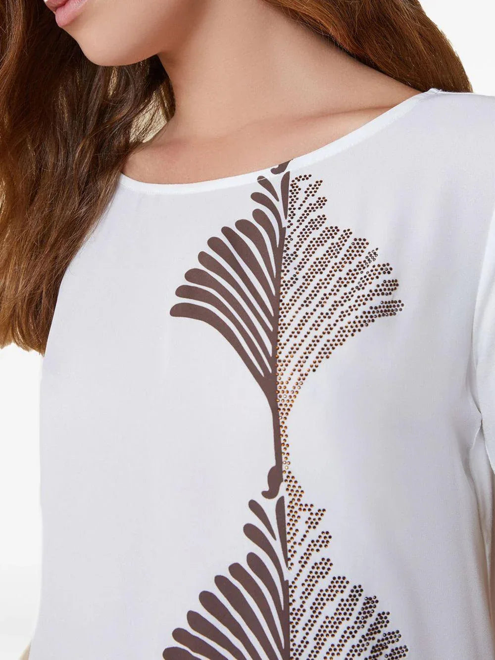 T-shirt bianca Onda con palme - Preludio Moda
