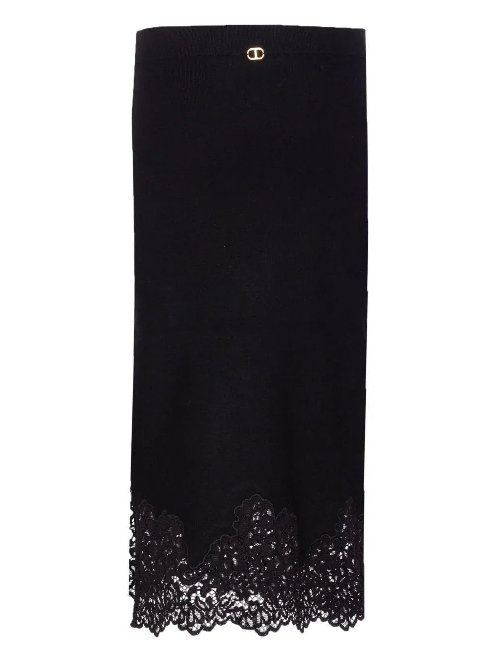 Gonna Midi Nera Con Bordo in Pizzo - Preludio Moda