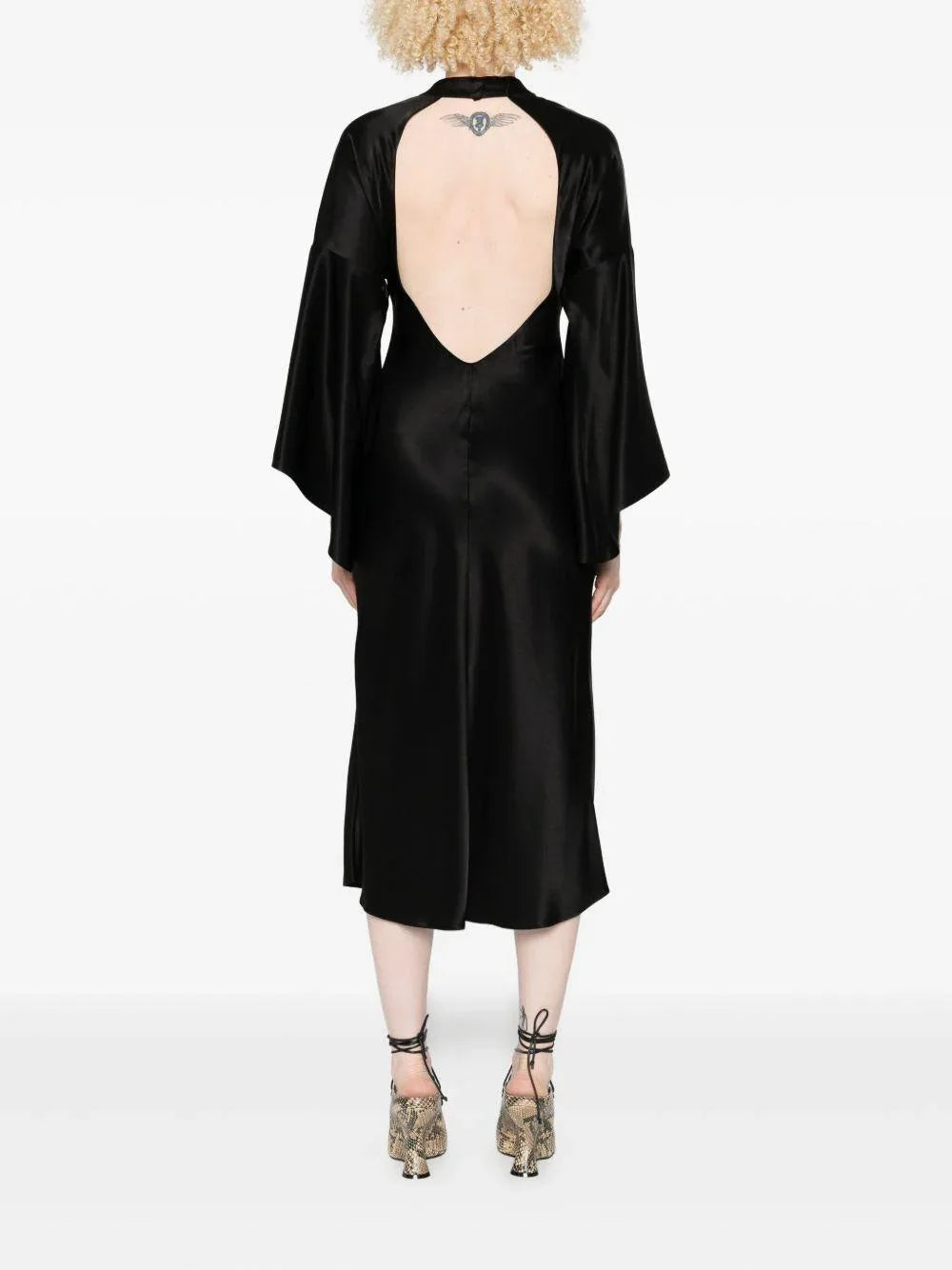 Abito midi nero con schiena scoperta - Preludio Moda