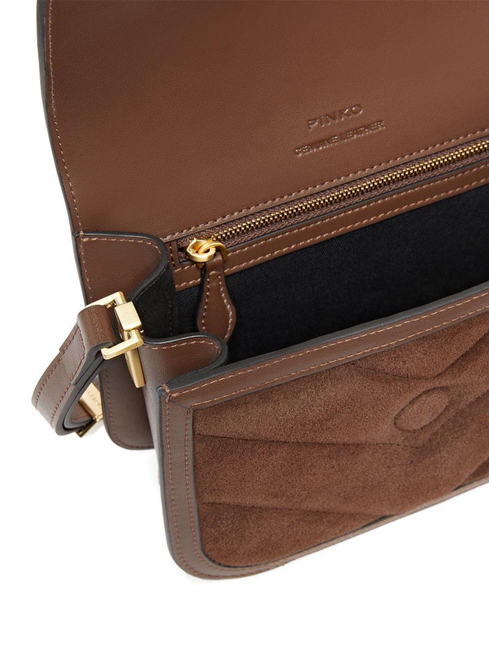 Borsa trapuntata mini in pelle marrone 104297A2JH L74V PINKO