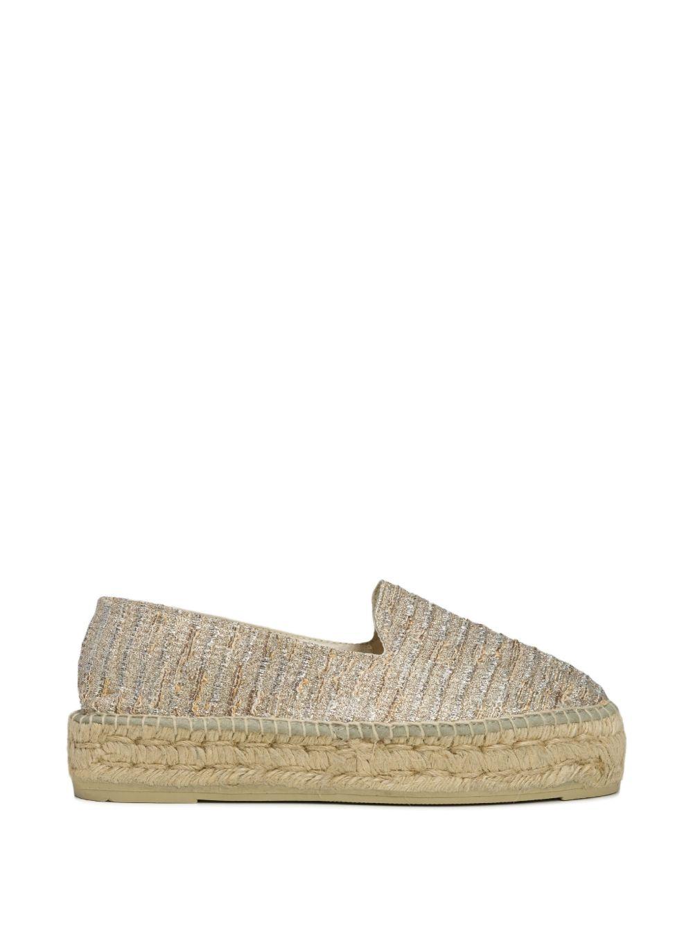Lurex Cotton Blend Double Sole Espadrilles Monaco Platinum H31D0 GOLD MANEBI