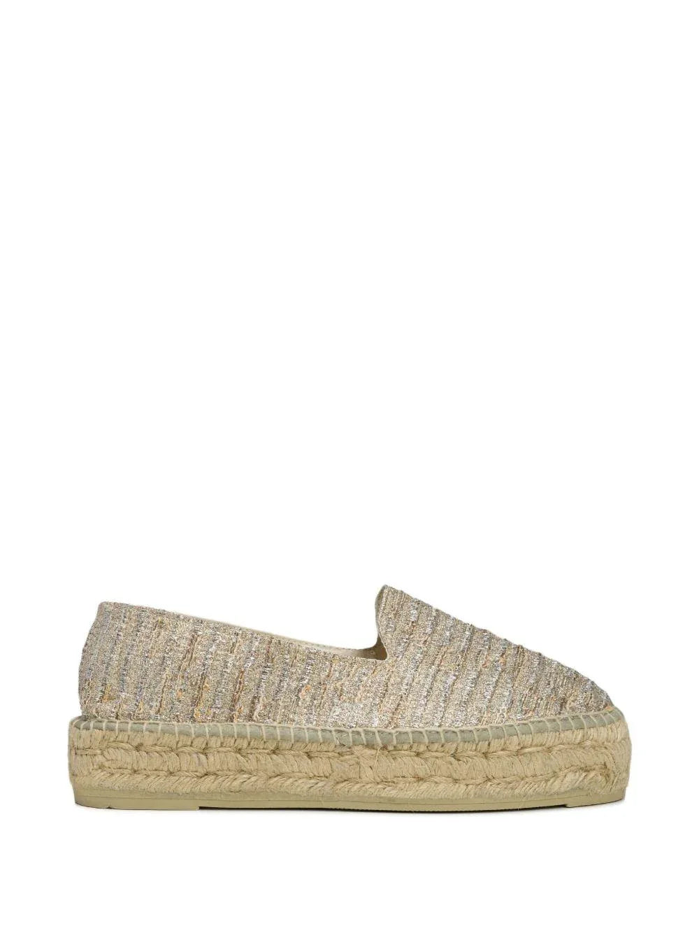 Lurex Cotton Blend Double Sole Espadrilles Monaco Platinum - Preludio Moda