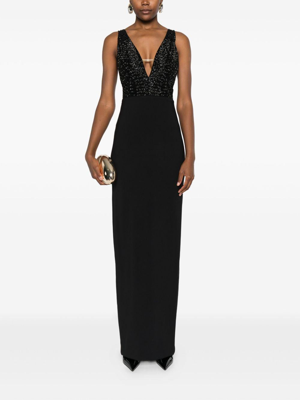 Abito con Scollo a V Nero ABR2457E2 110 ELISABETTA FRANCHI
