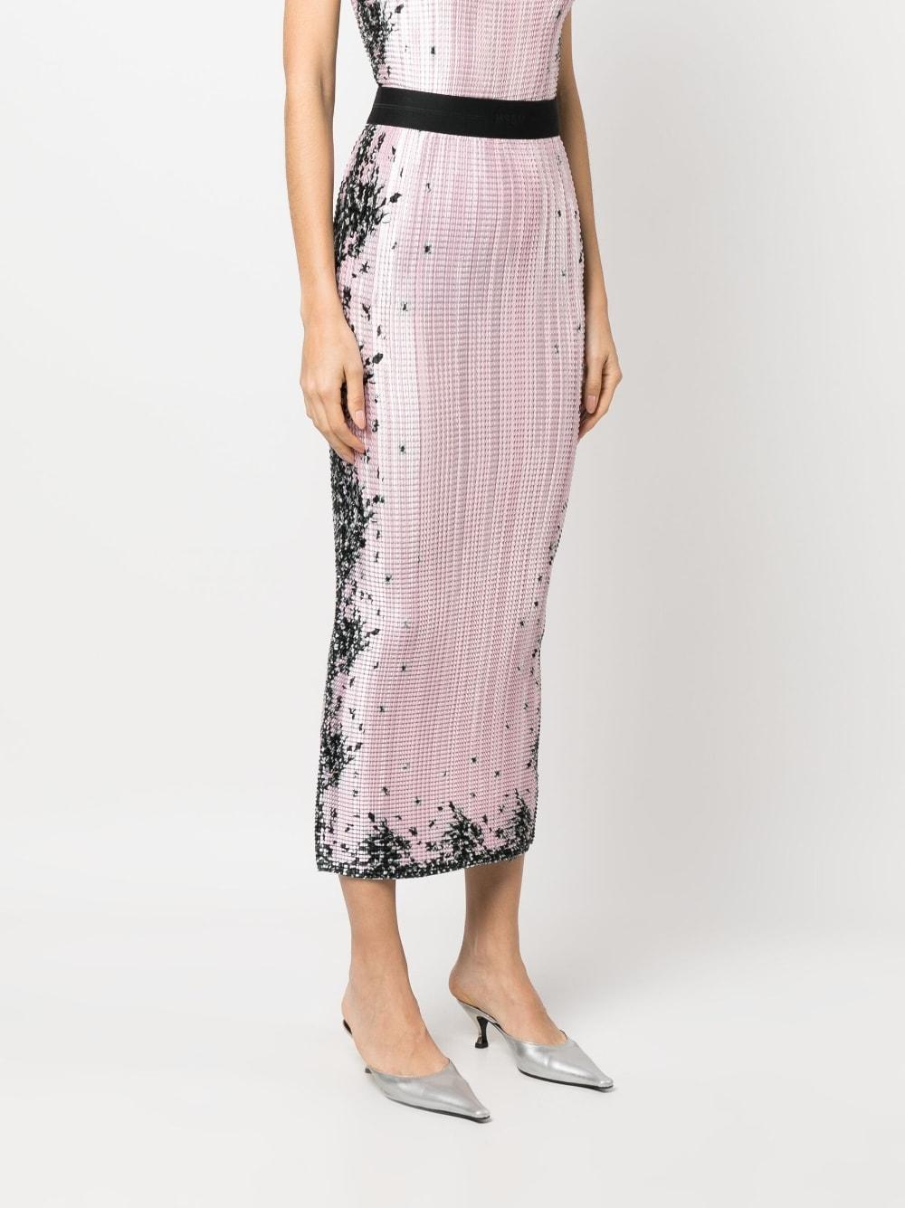 Gonna midi rosa/nera con trama 3442MDD25P 23749312 ROSA MSGM