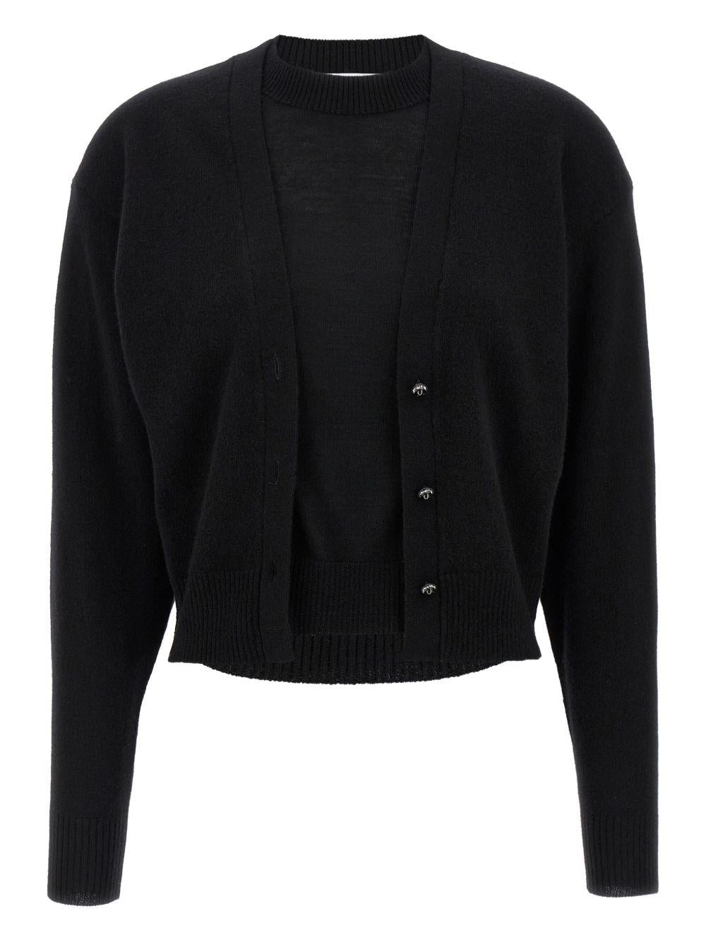 Maglione nero girocollo con dettagli bottoni 25AMPU055ML0323 P001 RABANNE