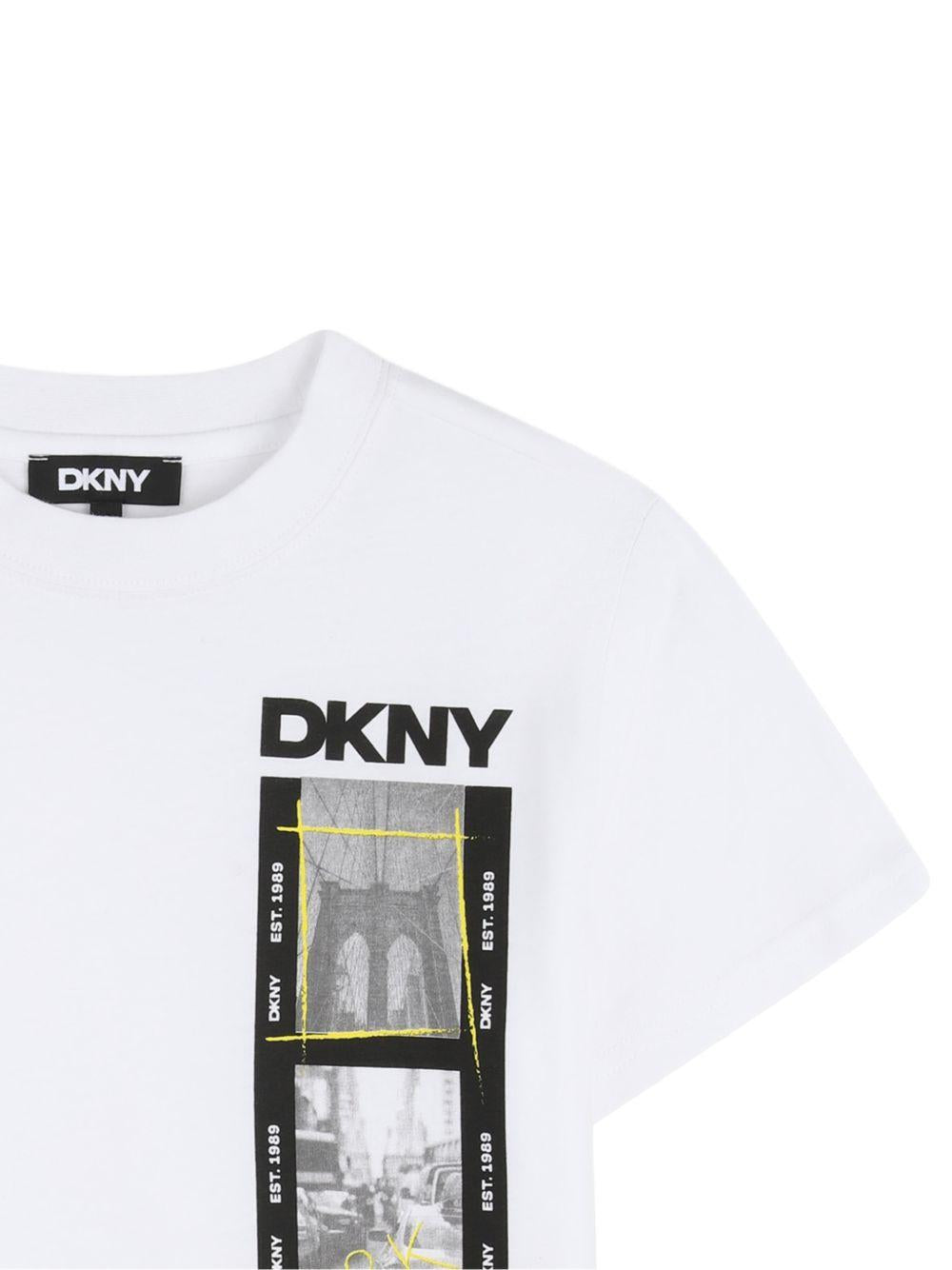 T-shirt in poliestere con stampa fotografica D62536 10P DKNY KIDS