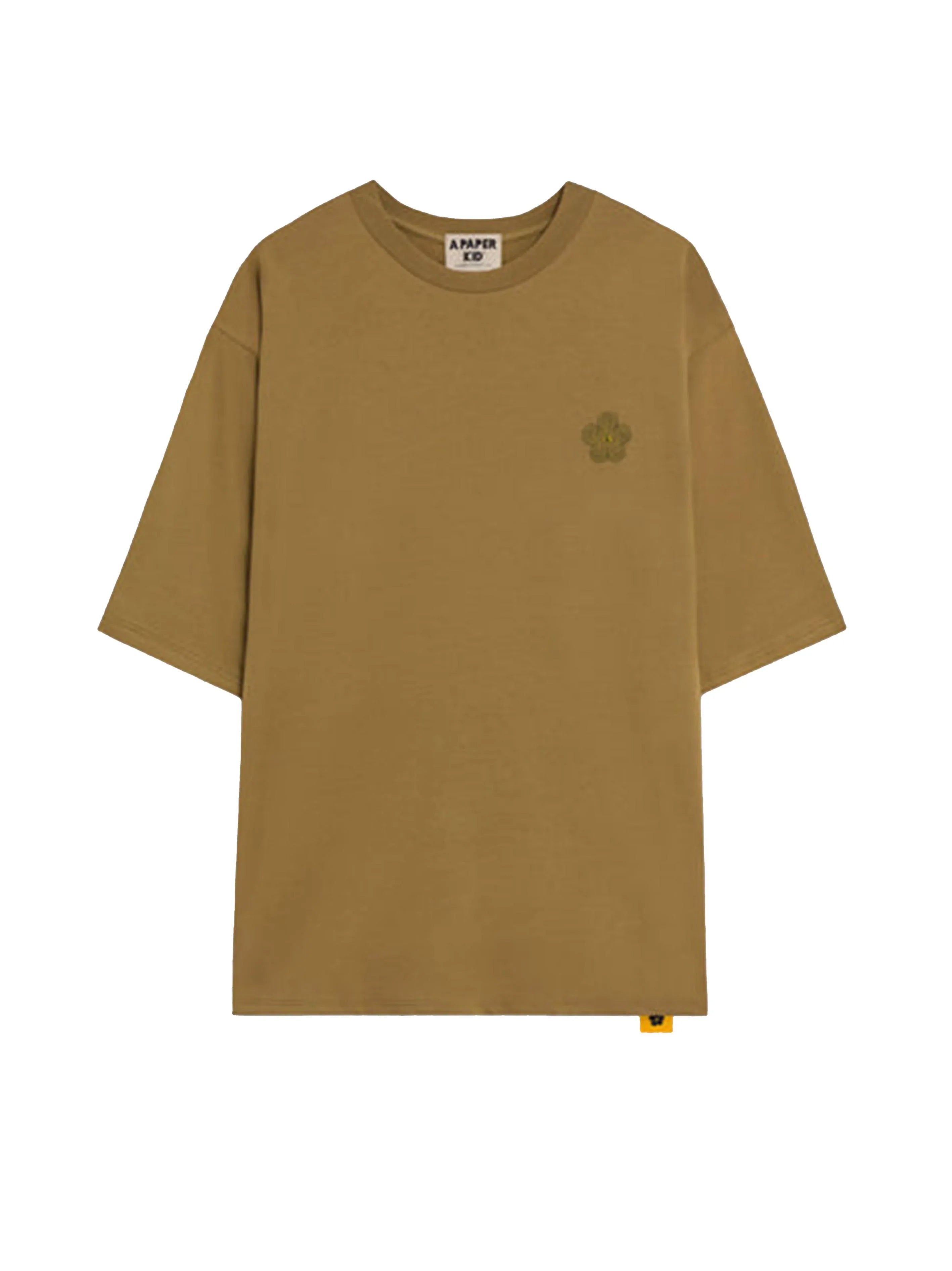 T-shirt verde cachi stampa logo flower - Preludio Moda