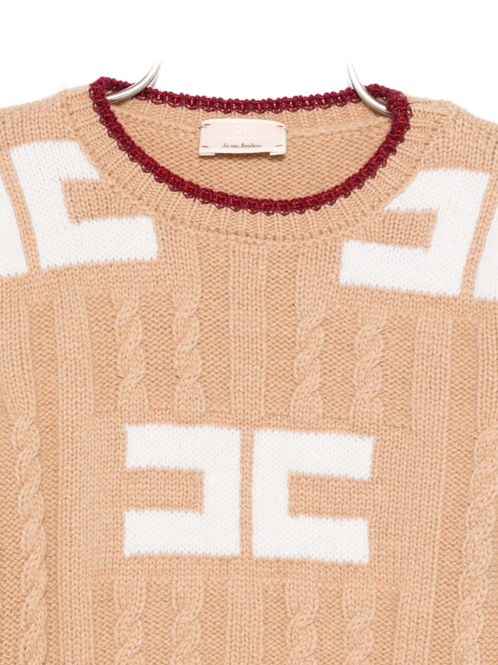 Maglione marrone in lana merino intrecciata - Preludio Moda