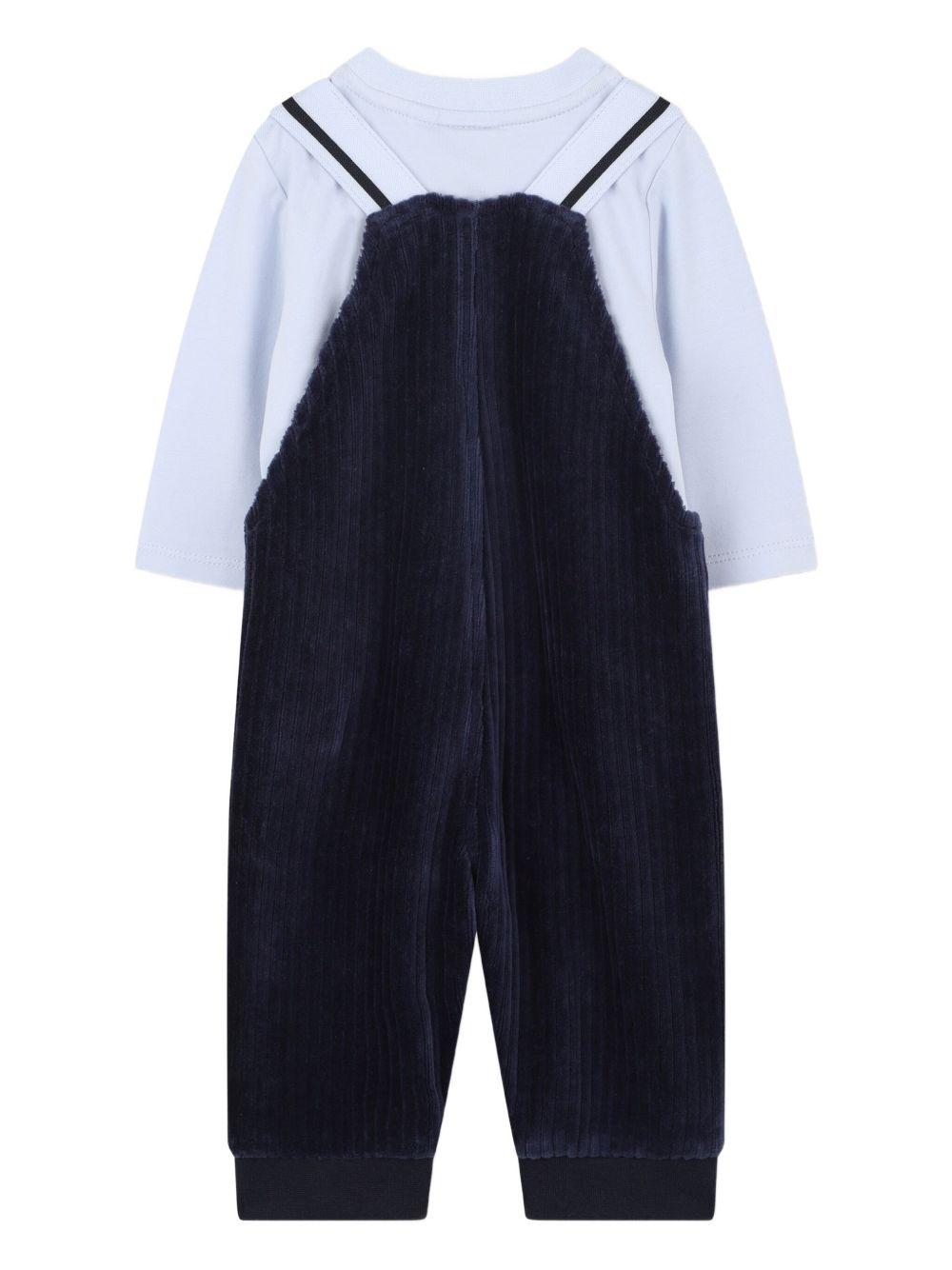 Salopette a Coste con Dettagli a Contrasto J52540 849 BOSS KIDS