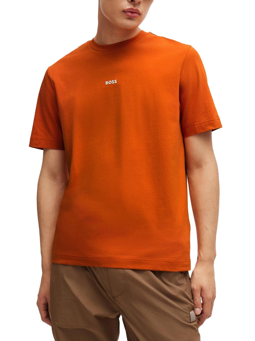 T-shirt arancione mini logo petto