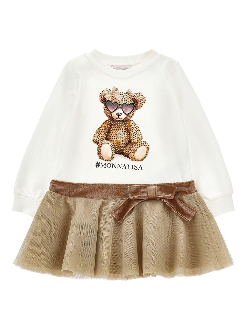 Abito con Strass e Fiocco Bambina 19F9046004 0102 MONNALISA KIDS