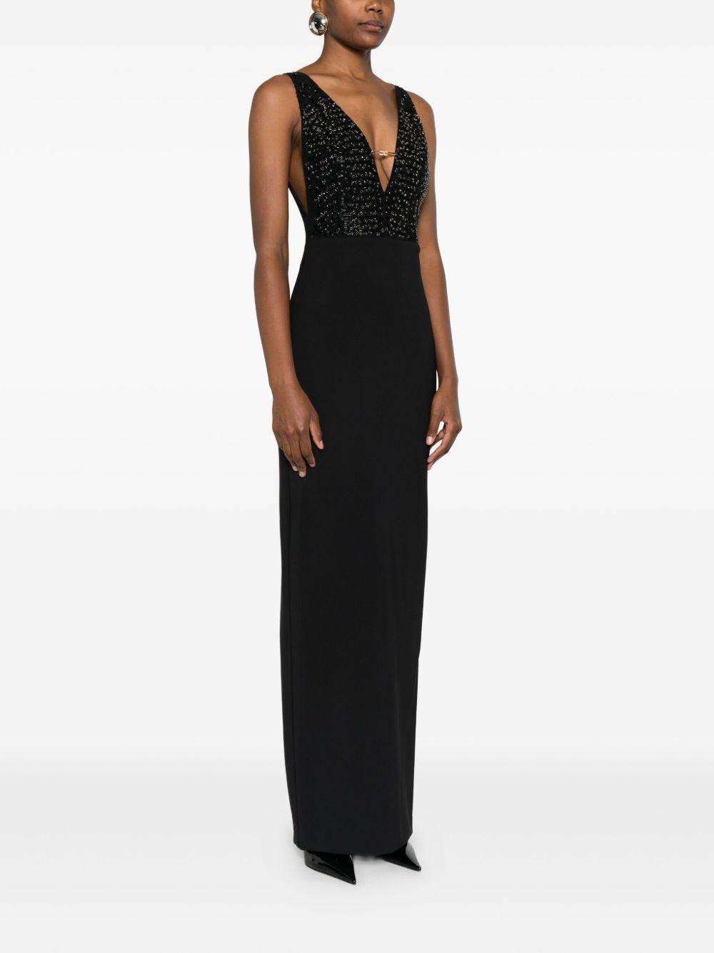 Abito con Scollo a V Nero ABR2457E2 110 ELISABETTA FRANCHI