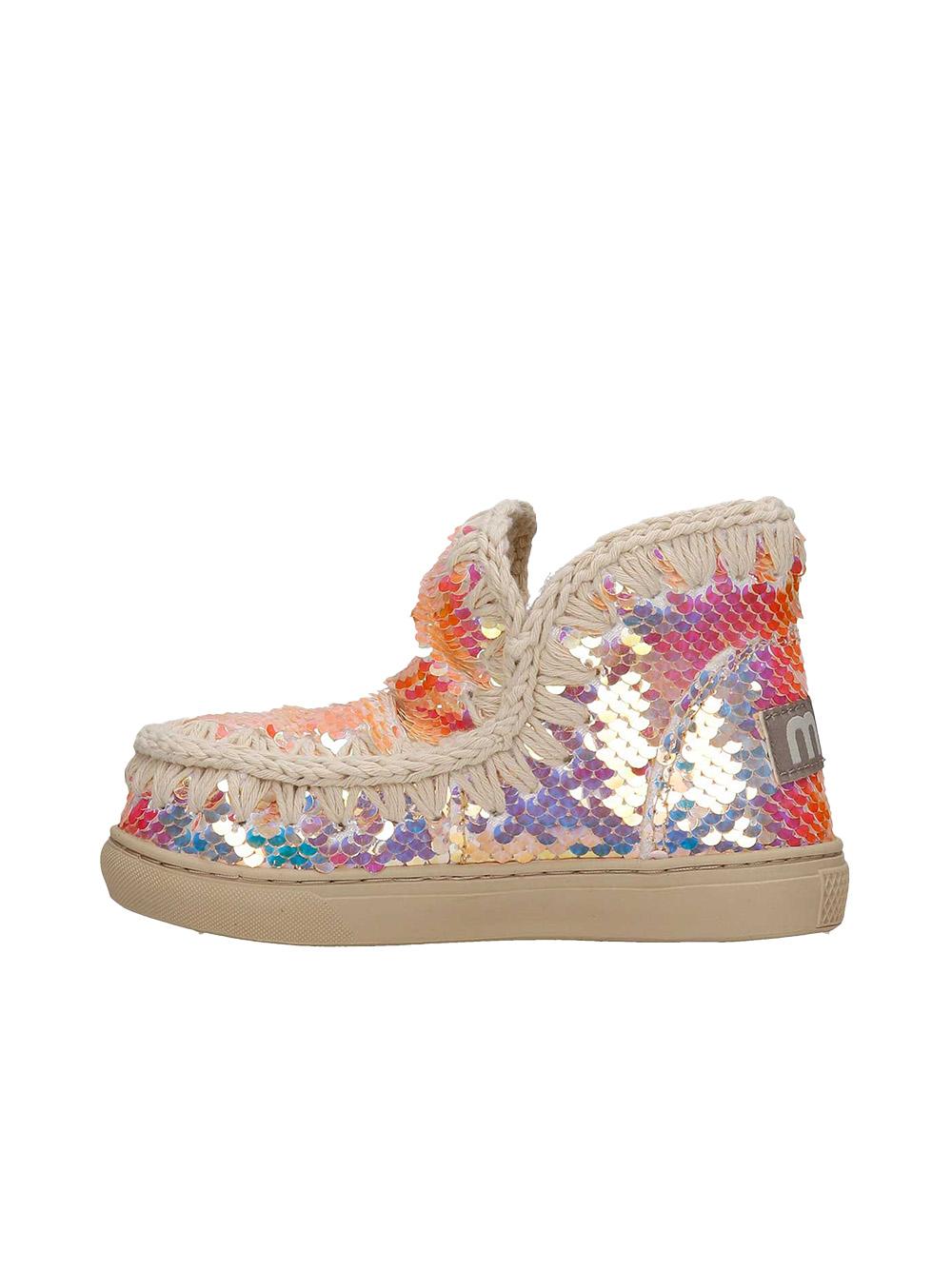 Stivaletto eskimo con paillettes arancio/multicolor