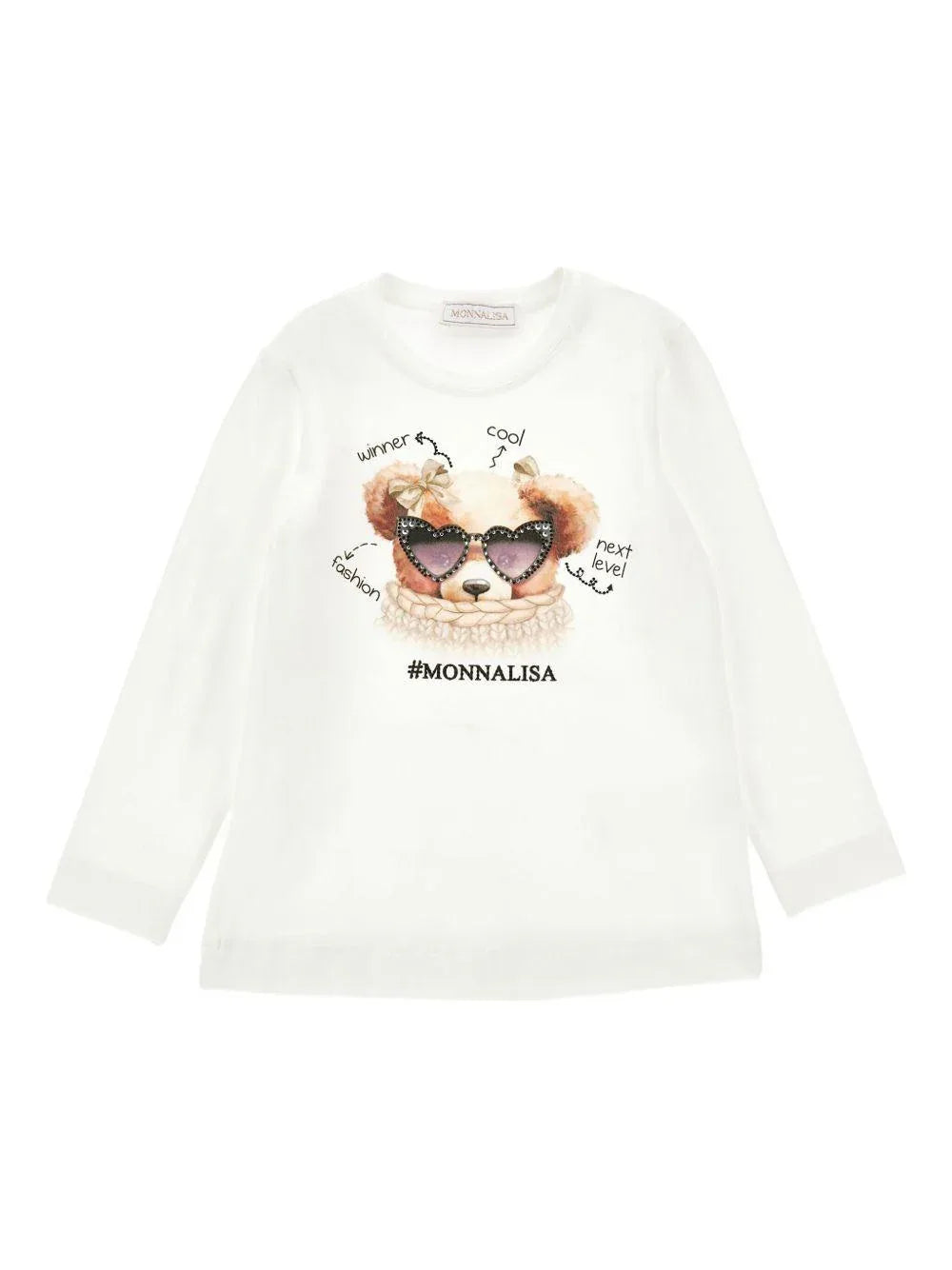 T-shirt Bianca Maniche Lunghe con Stampa Teddy Bear - Preludio Moda