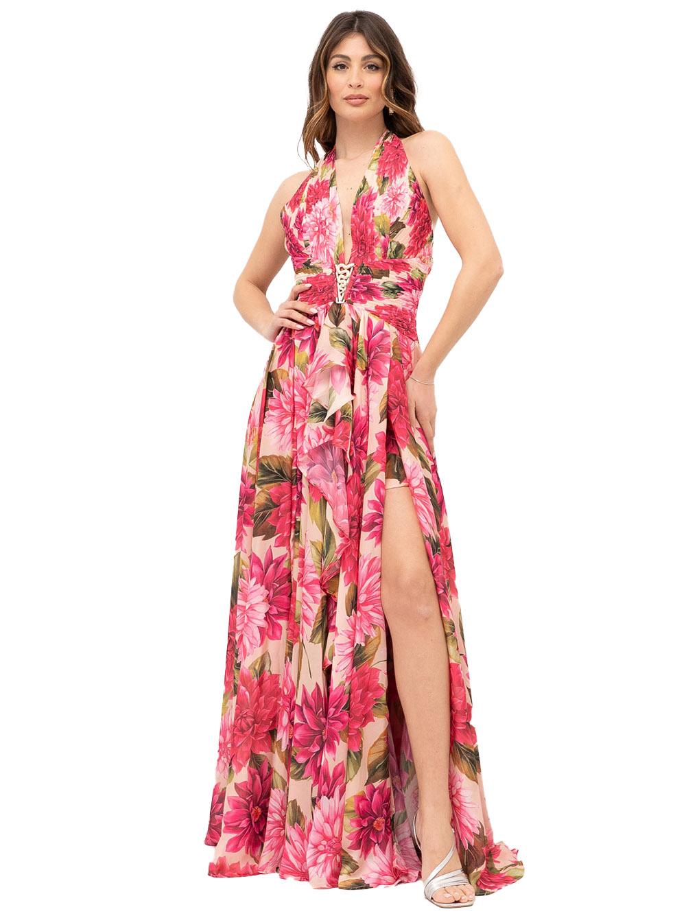 Abito con fantasia floreale all-over S00886 FIOREFUXIA BABYLON COLLECTION