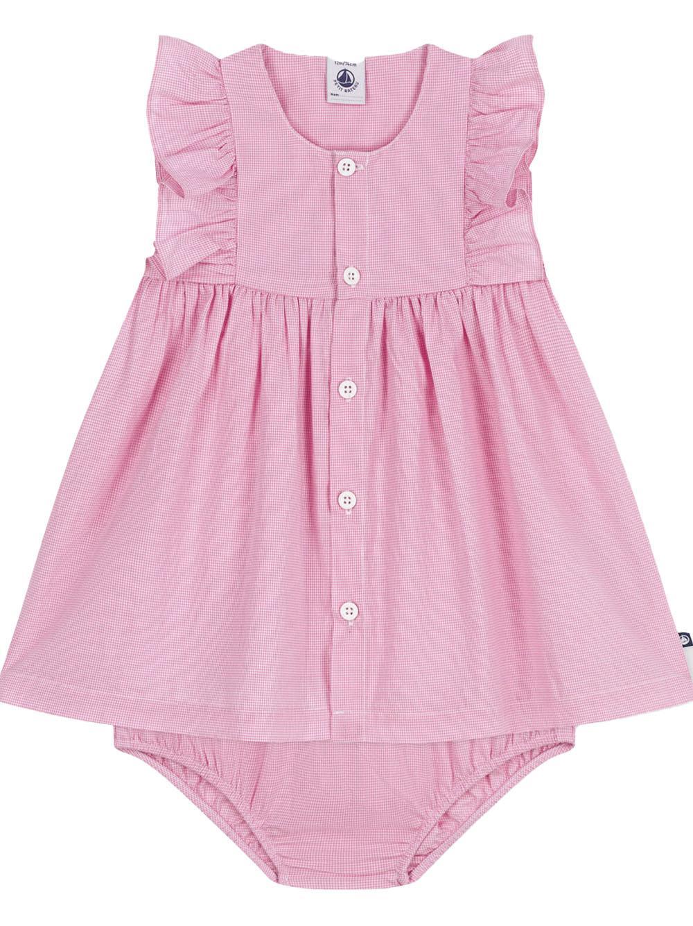 Completo rosa con ruches e coulotte neonata (2pz) - Preludio Moda