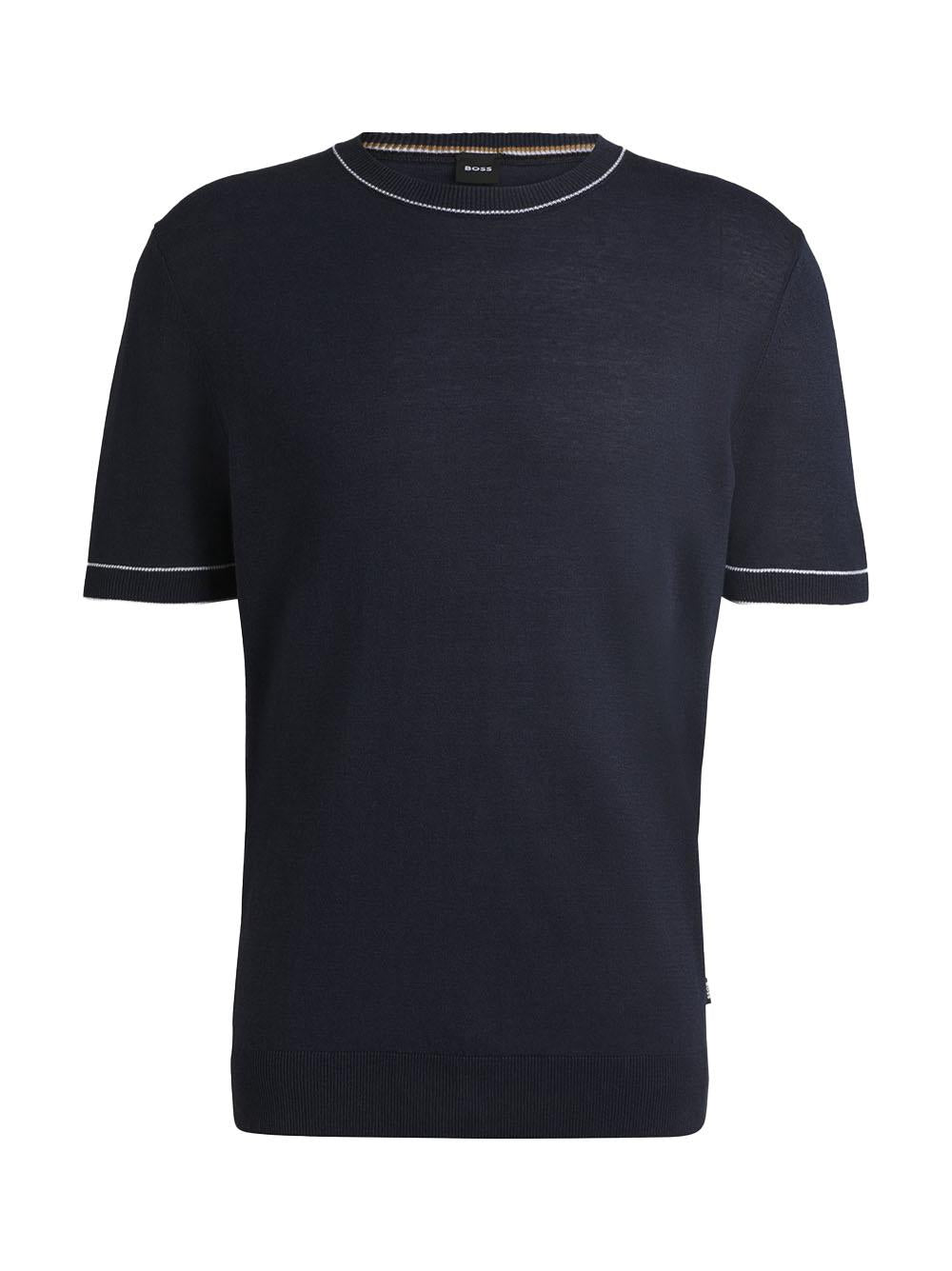 T-shirt in maglia hi-jiovanni blu scuro 50537639 404 BOSS