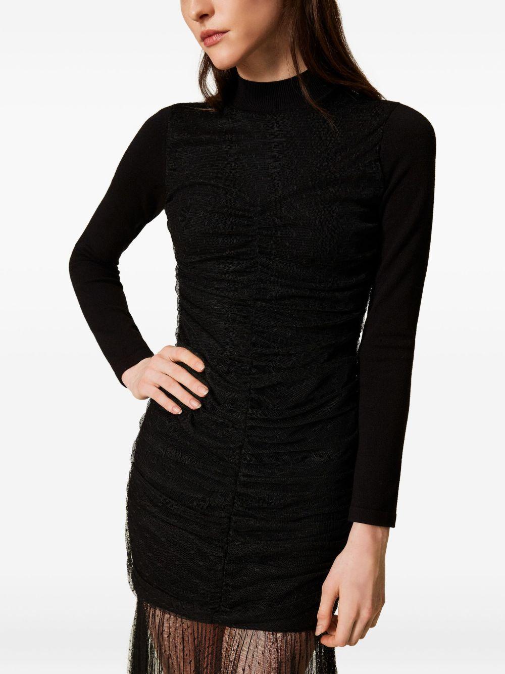 Abito Nero Plissettato con Tulle 252TT3262 00006 TWINSET