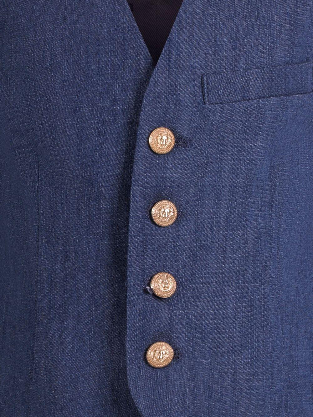 Gilet blu con bottoni dorati BY2P82P0588 625 BALMAIN KIDS