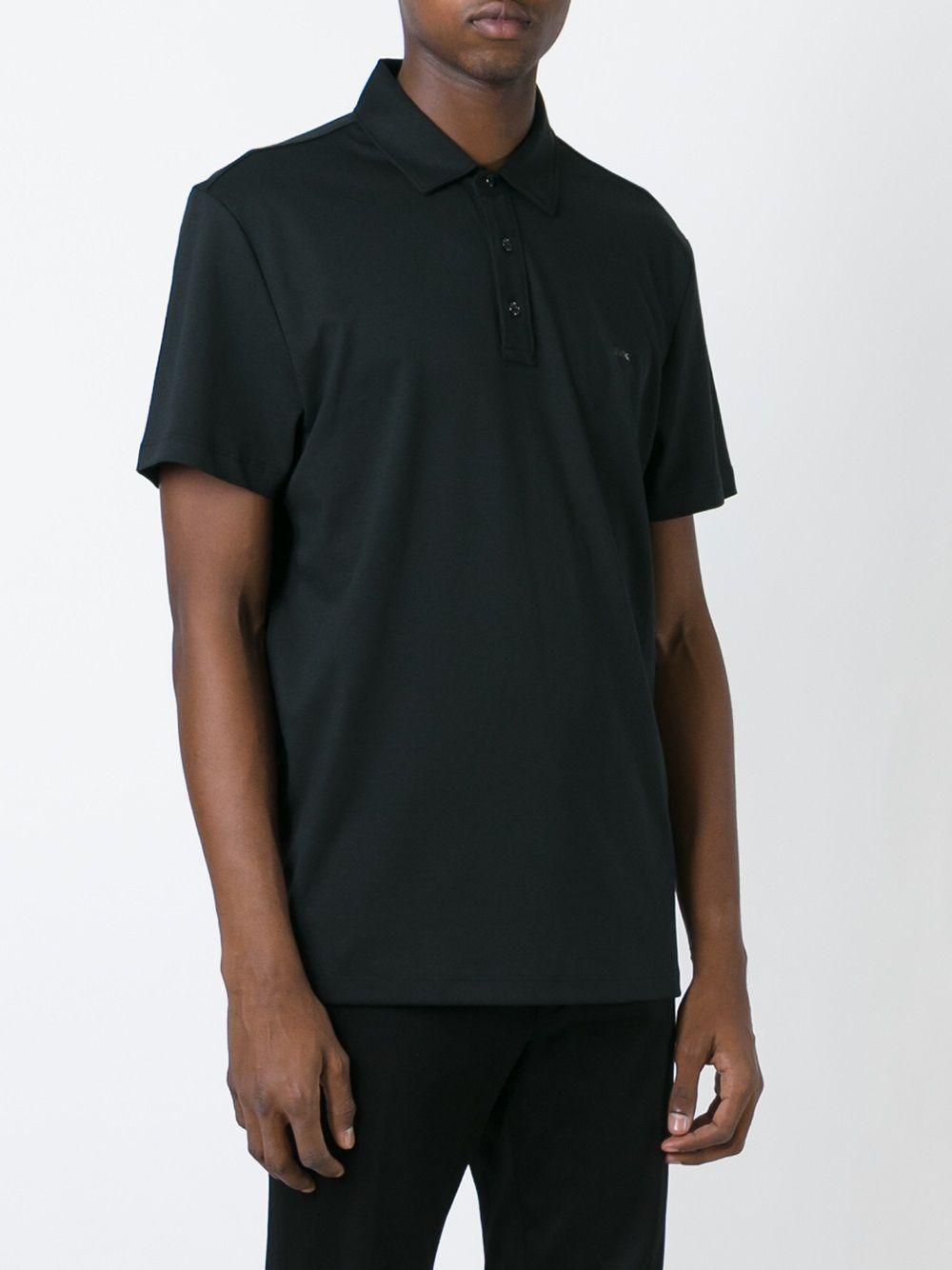Polo nera mini logo petto