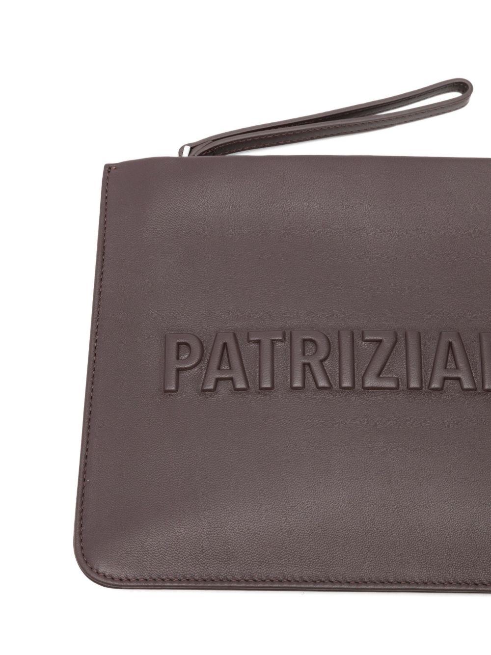 Clutch marrone in pelle con chiusura zip 2Q0009L113 B856 PATRIZIA PEPE