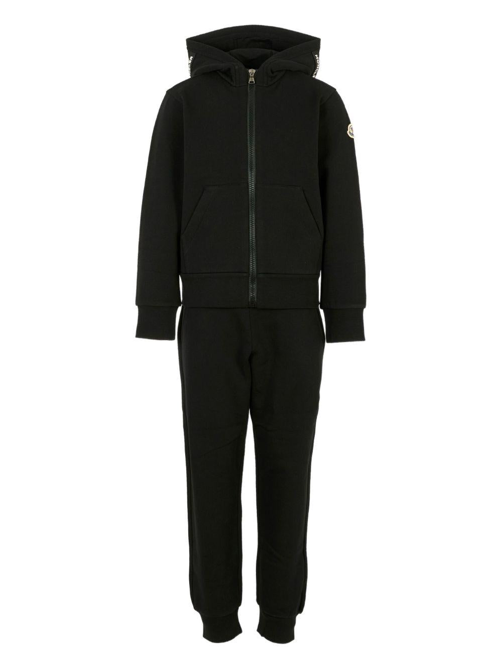 Tuta in Cotone Nero con Zip e Cappuccio K29548M00008899PS 999 MONCLER KIDS