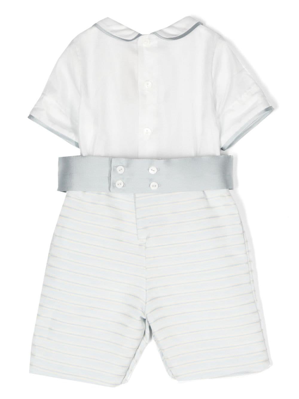 Tutina bianca/celeste neonato seta