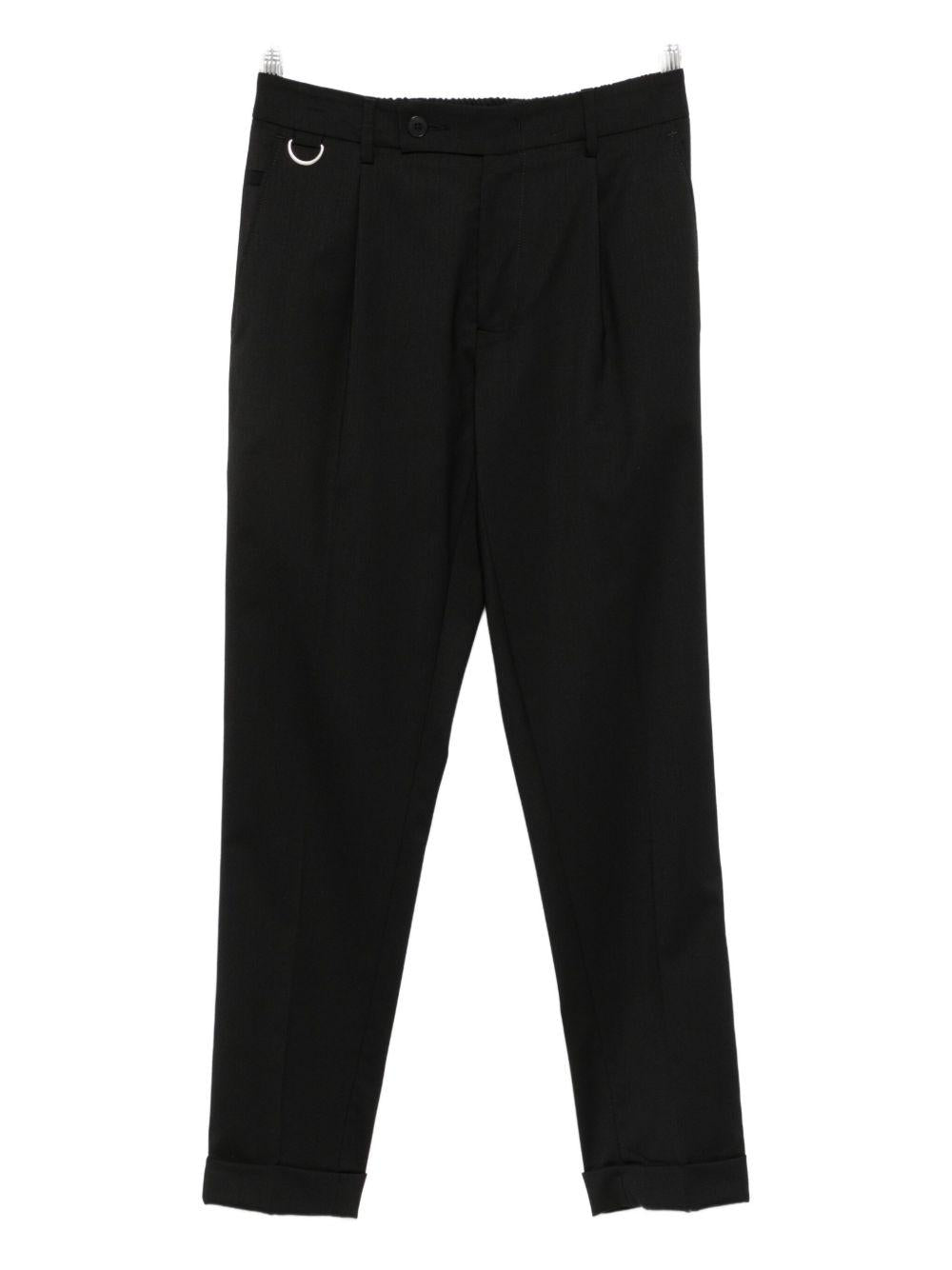 Pantaloni neri dritti con pieghe e chiusura frontale L1PFW25266920 D001 LOW BRAND