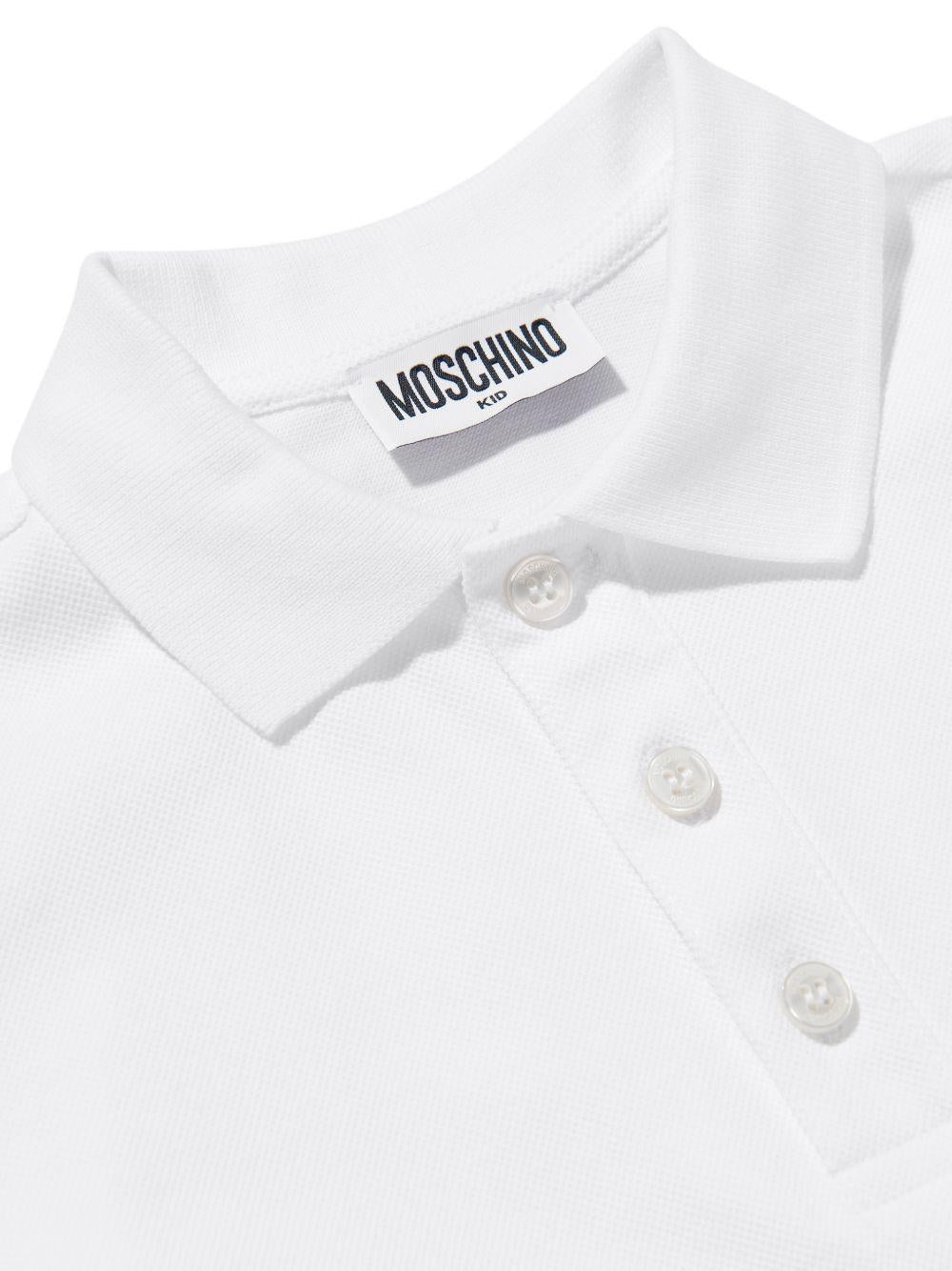Polo in cotone con logo HSM03YLFA09 10101 MOSCHINO KIDS