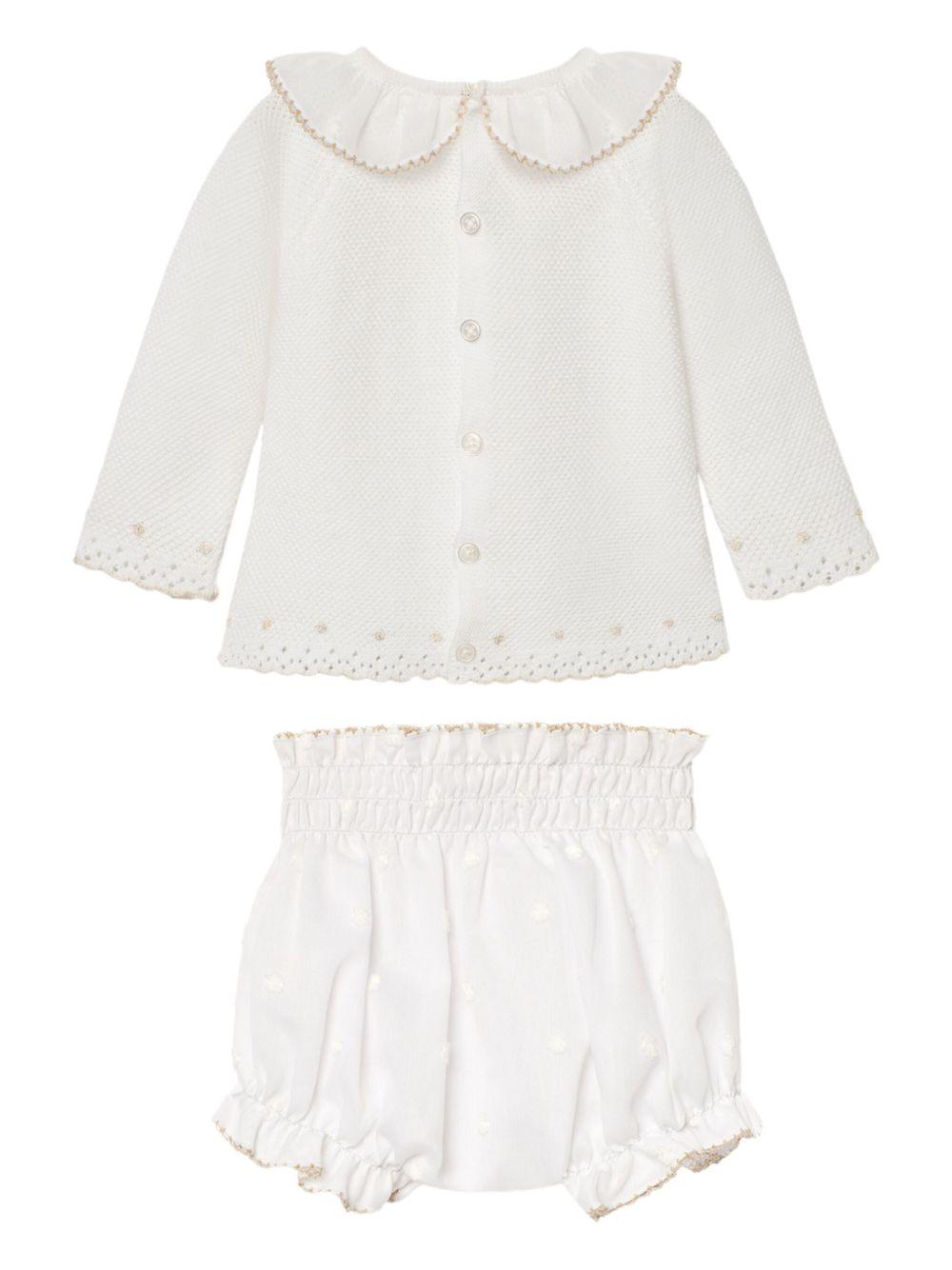 Completo crema con ricami in maglia beige (2pz) 103122709 0179H82 PAZ RODRIGUEZ KIDS