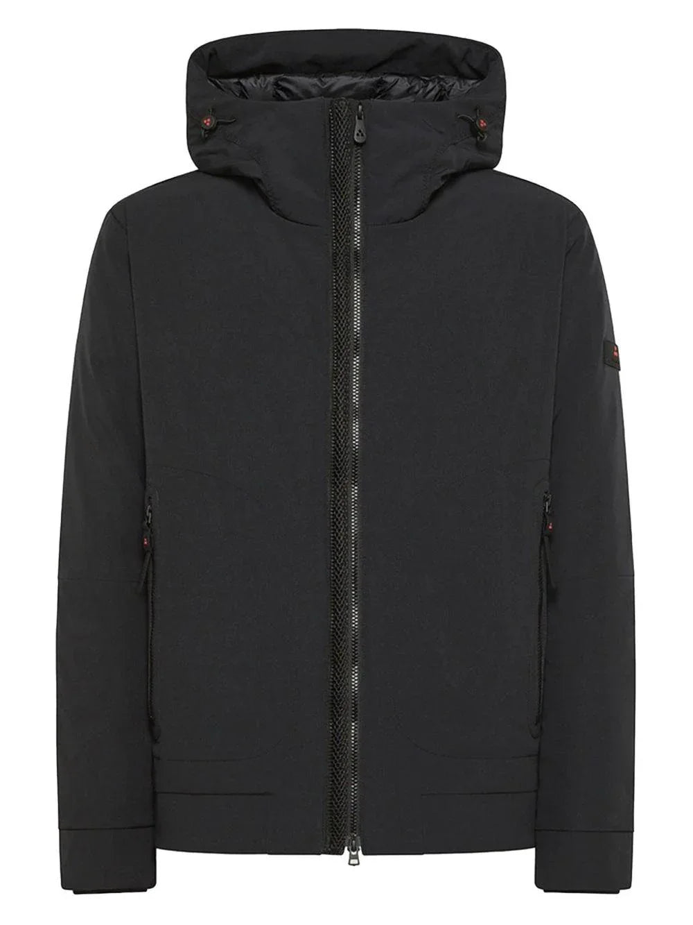 Giacca nera con cappuccio e zip - Preludio Moda