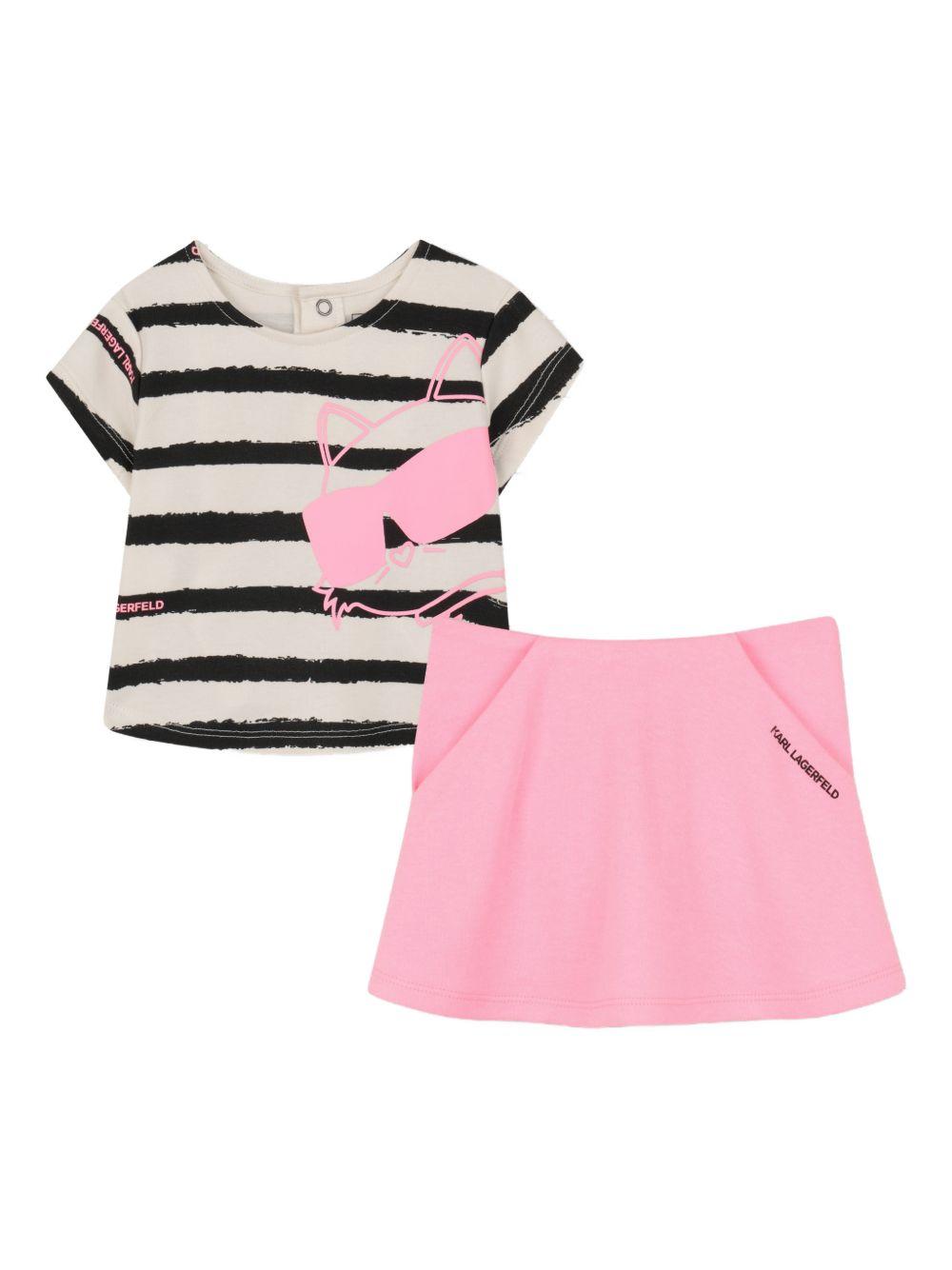 Completo t-shirt e gonna a righe Z31065 462 KARL LAGERFELD KIDS