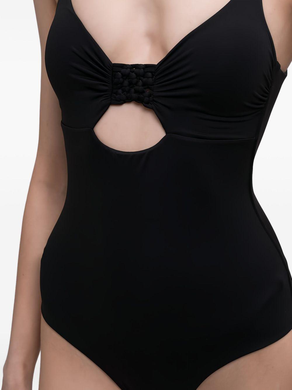 Costume intero bianco in microfibra con intrecci