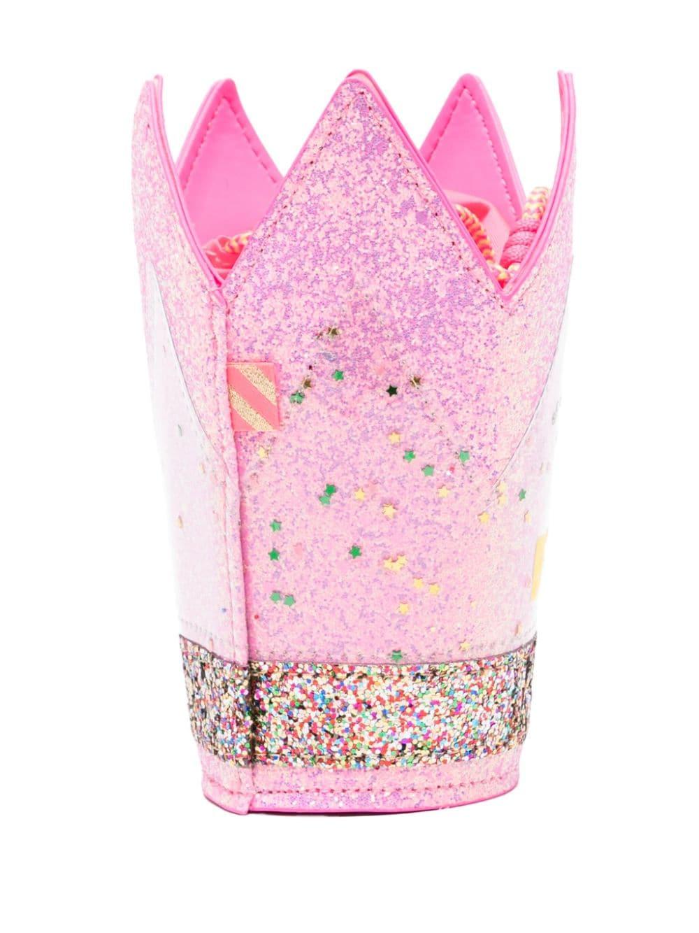 Borsa rosa a corona glitter all-over