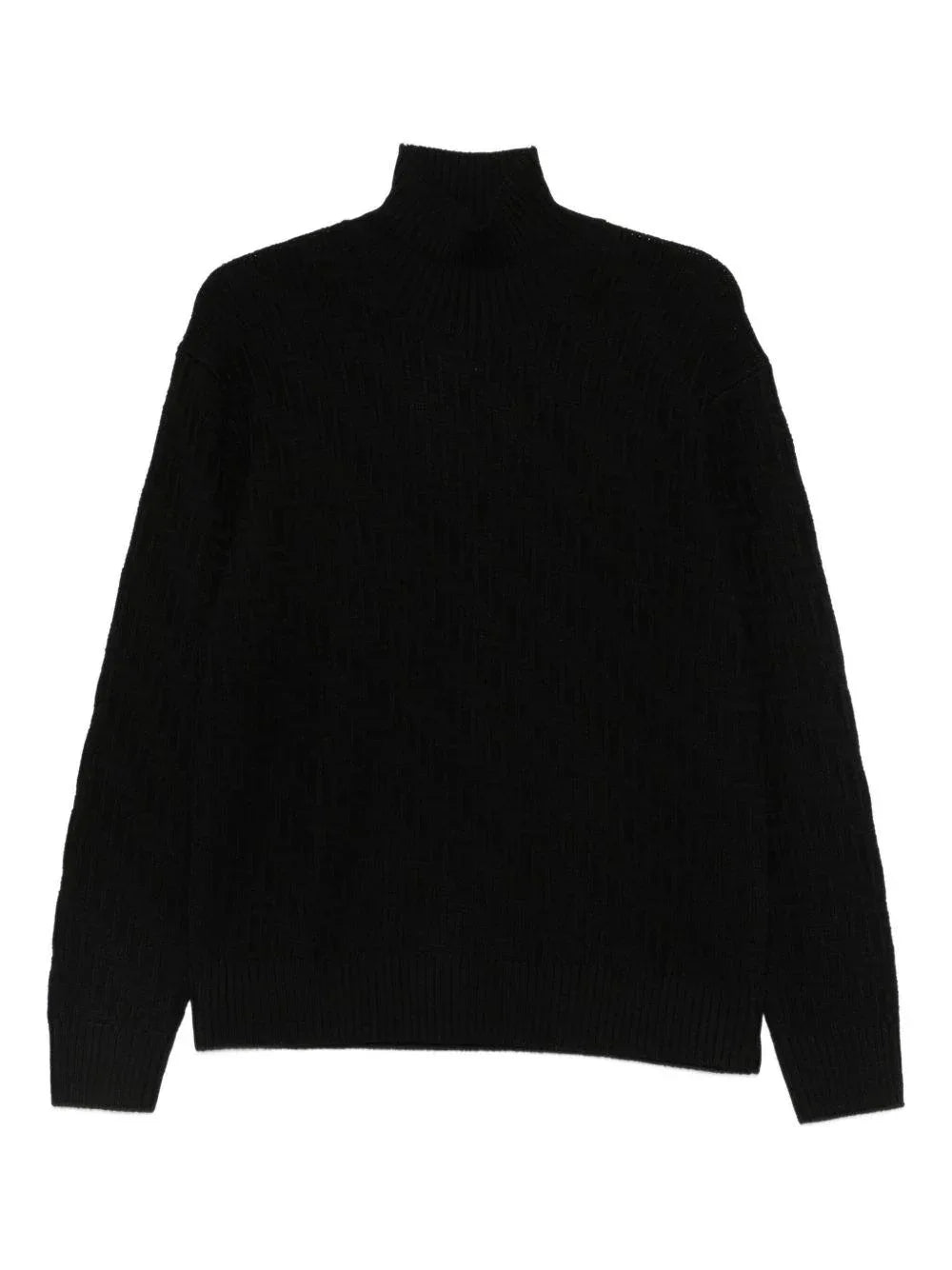 Maglione nero a collo alto in lana merino - Preludio Moda