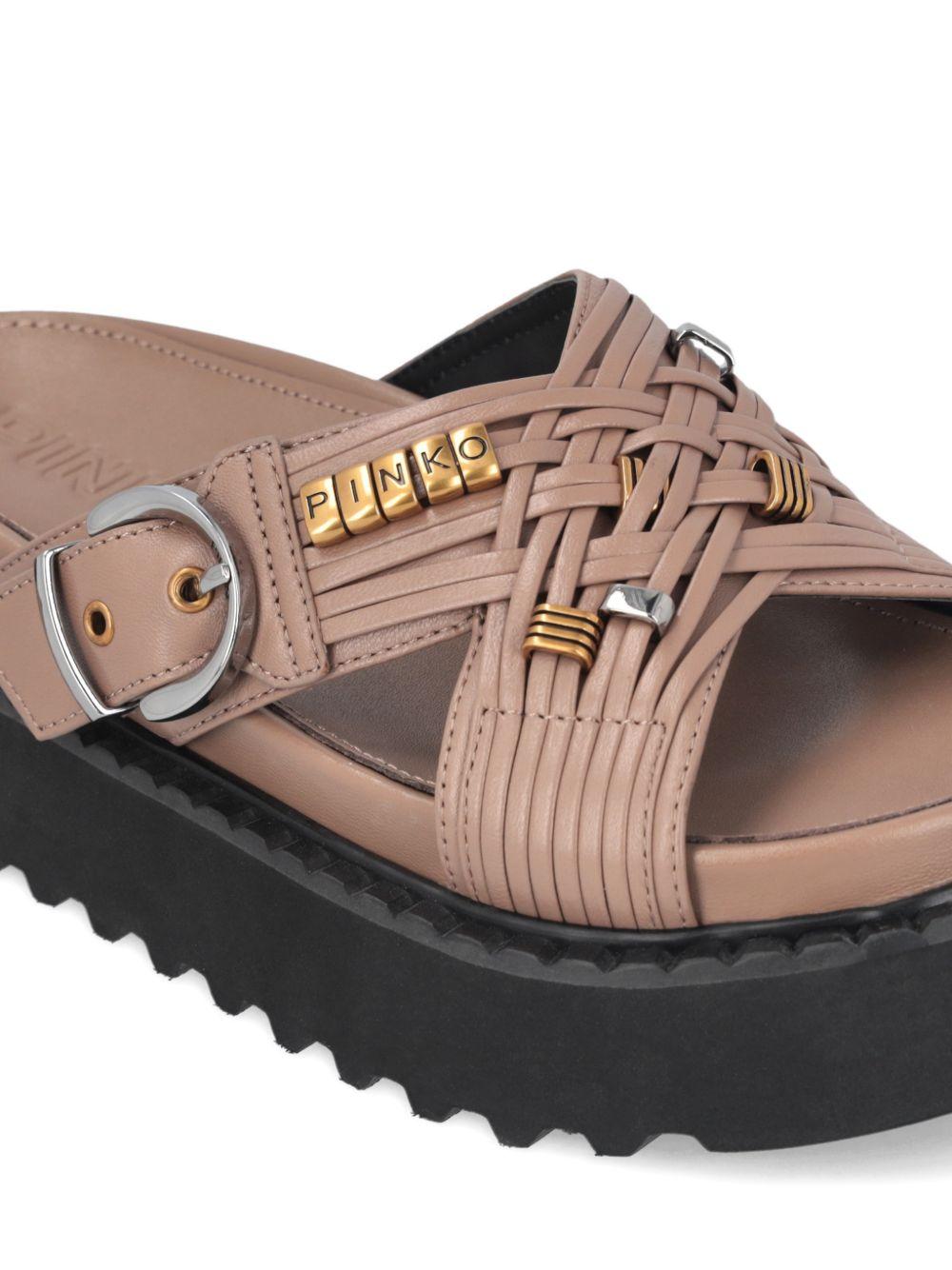 Sandali platform con fibbia e dettagli intrecciati SD0537P003 L15 PINKO