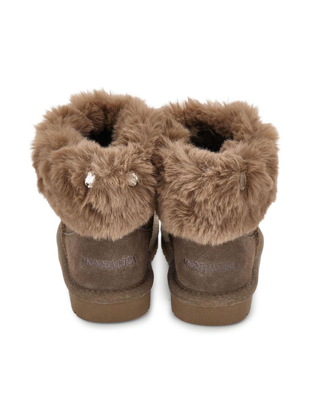 Stivali Marrone con Strass e Punta Tonda - Preludio Moda