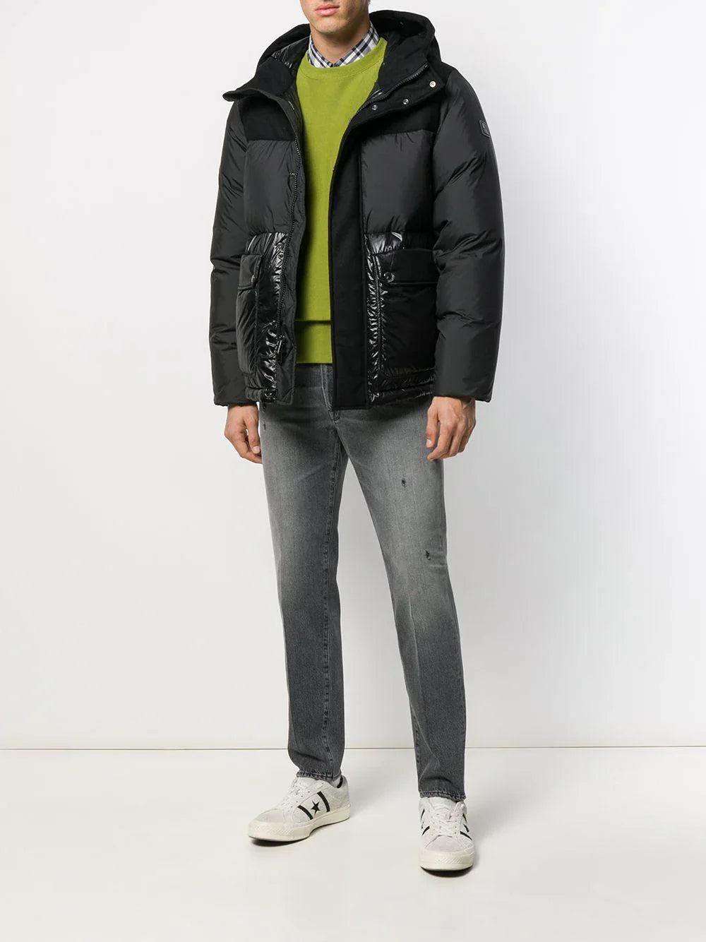 Bomber nero inserti lucidi - Preludio Moda