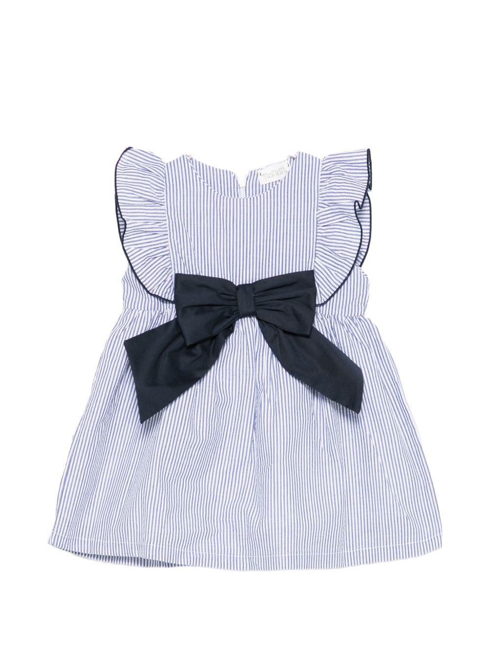 Abito in cotone a righe con fiocco E26485 BLU NANAN KIDS