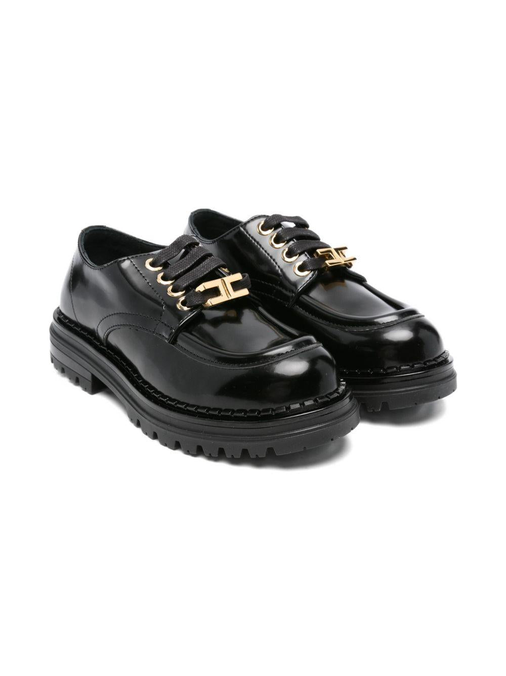 Mocassini neri in pelle con fibbia F4A4E04021259 930 ELISABETTA FRANCHI KIDS