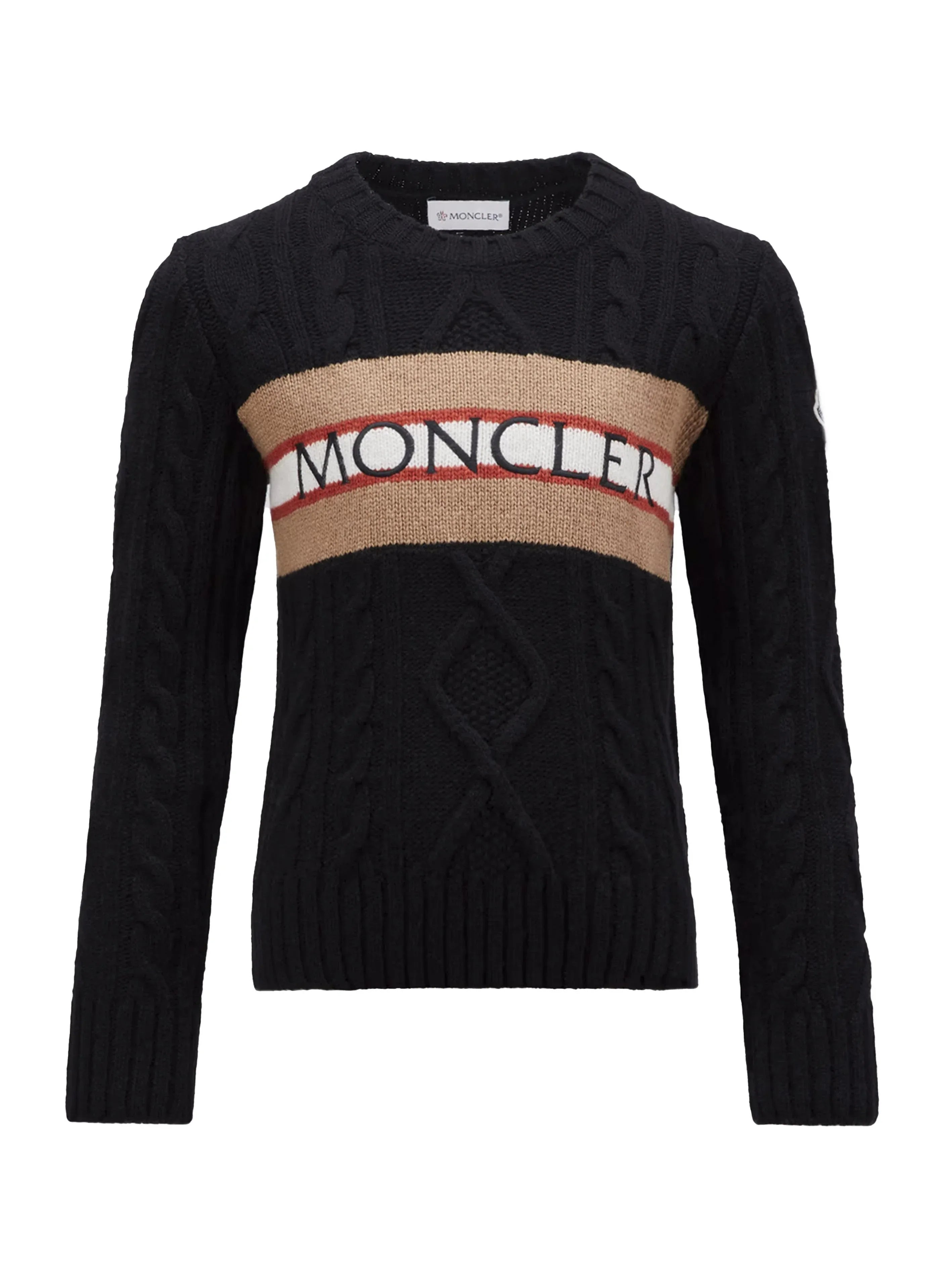Maglione nero banda con logo ricamato - Preludio Moda