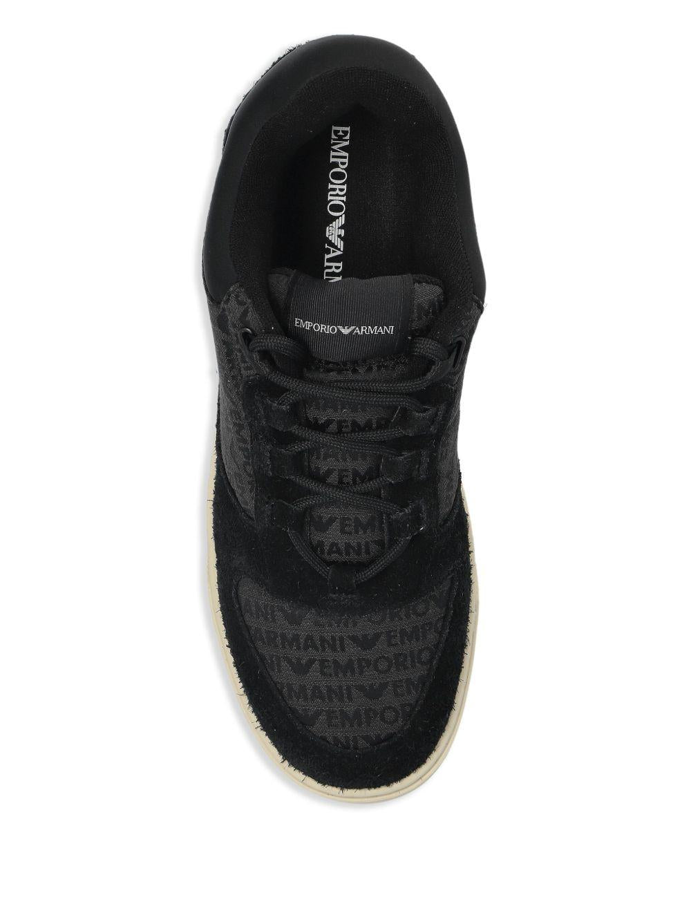 Sneakers nere in tessuto jacquared logo lettering